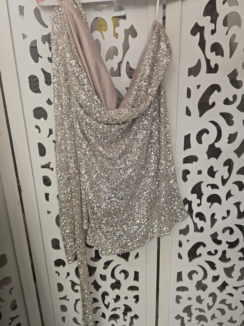 Never Fully Dressed Silver Sequin Mini Dress
